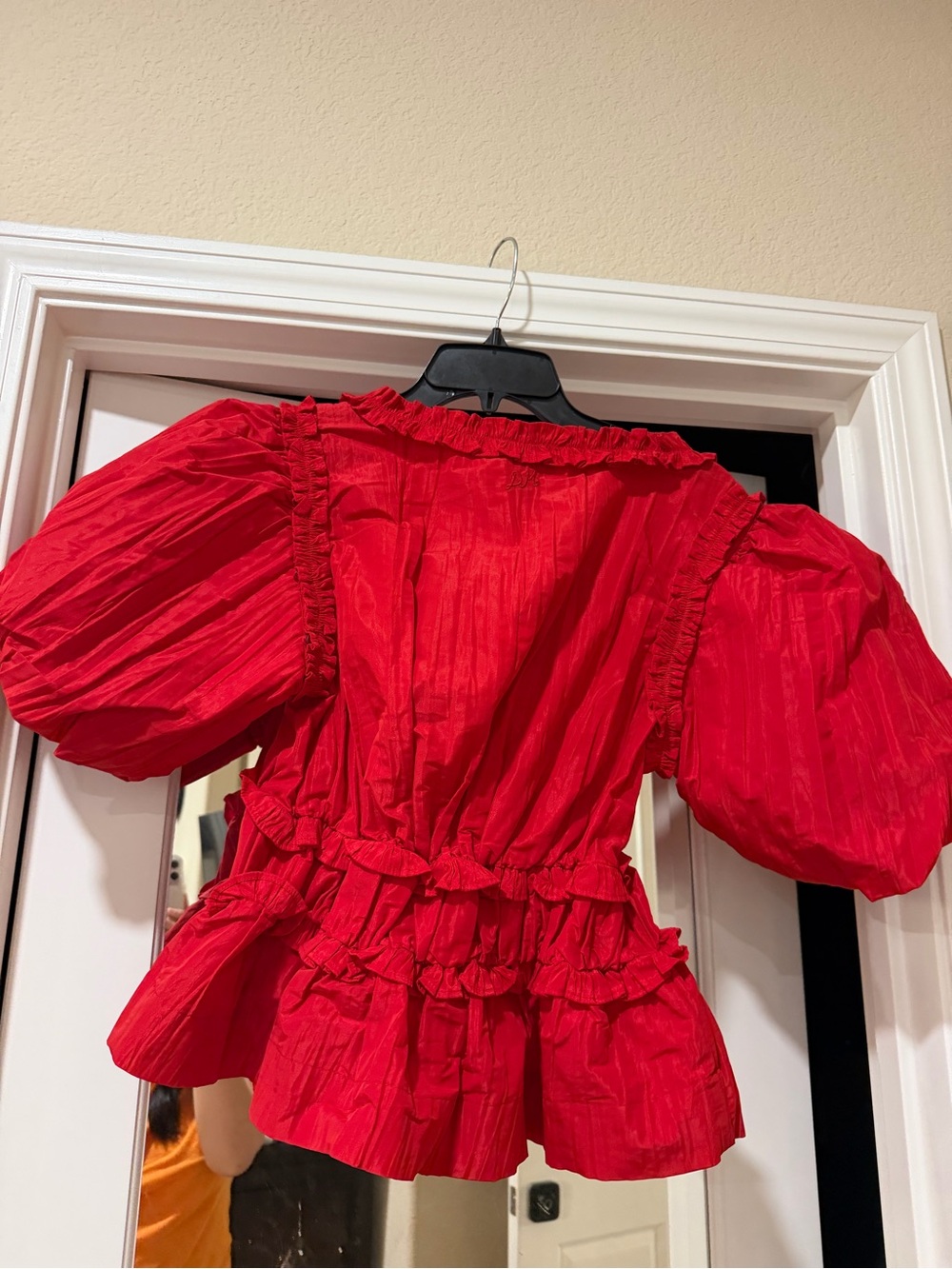 NWT Damson Madder Everly Convertible Puff Sleeve Top Red US 10 / UK 14 - Picture 10 of 10